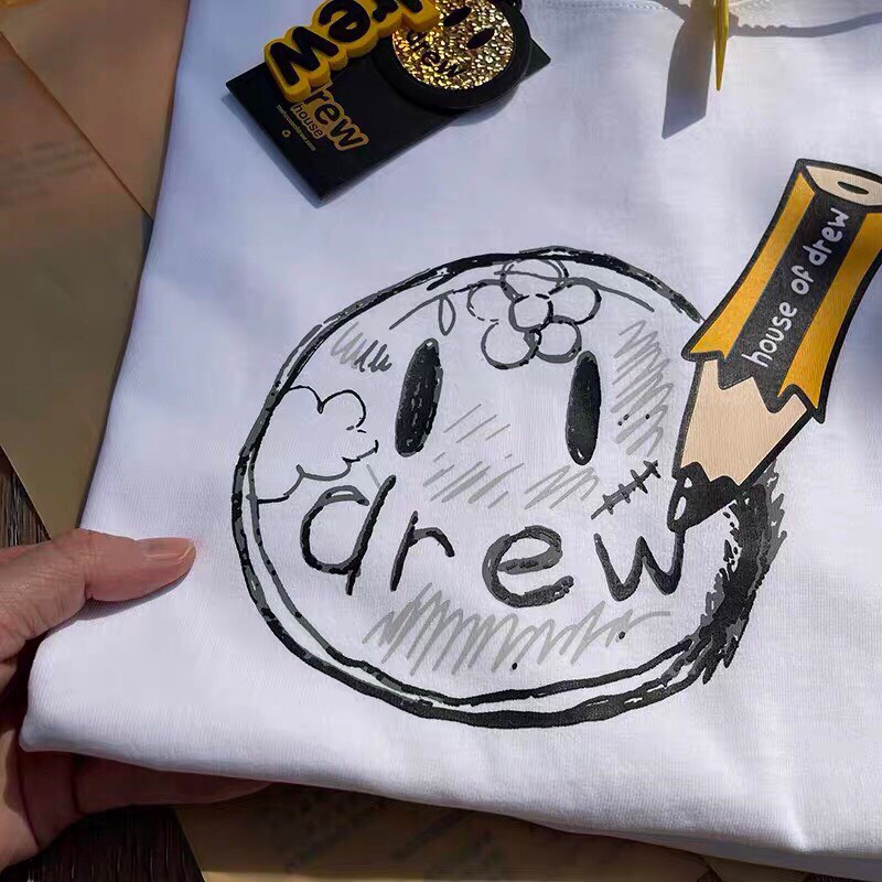 Áo thun tay lỡ DREW bút chì unisex form rộng vải cotton co dãn - áo thun nam nữ