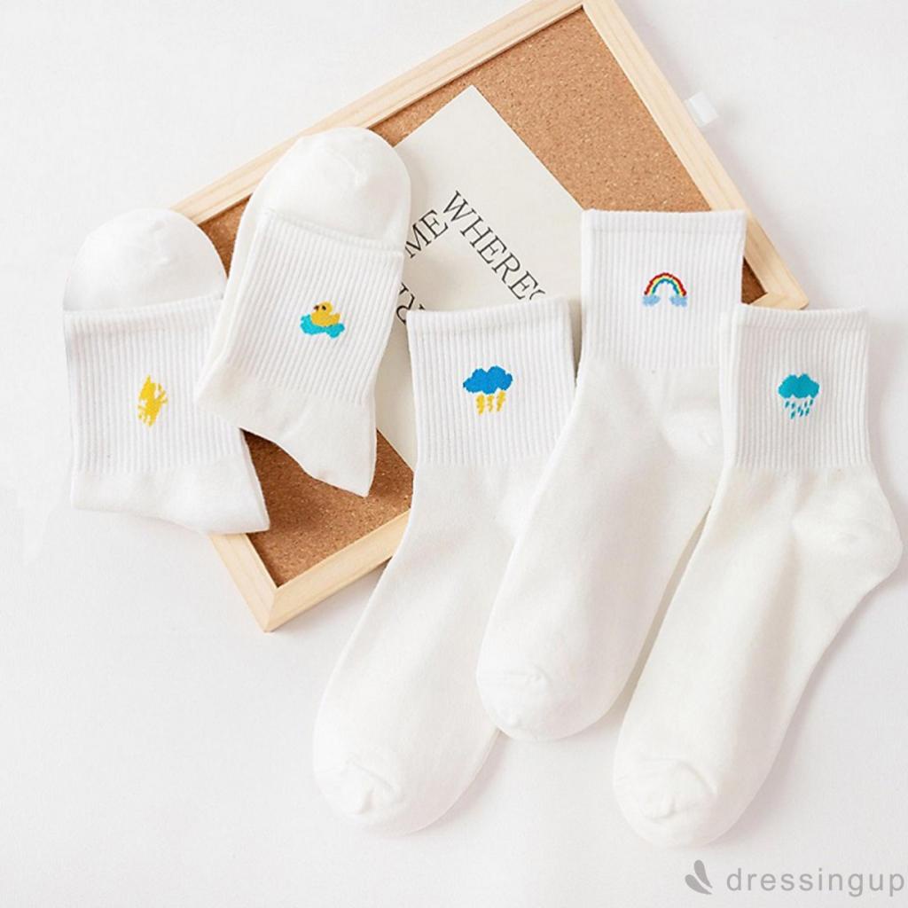 Đôi vớ dệt kim cổ cao in hình hoạt hình dễ thương cho nữ