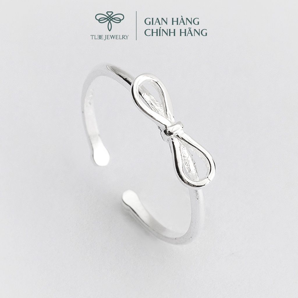 Nhẫn bạc nữ TLEE mặt đính nơ trơn freesize nữ tính NCJ A0217