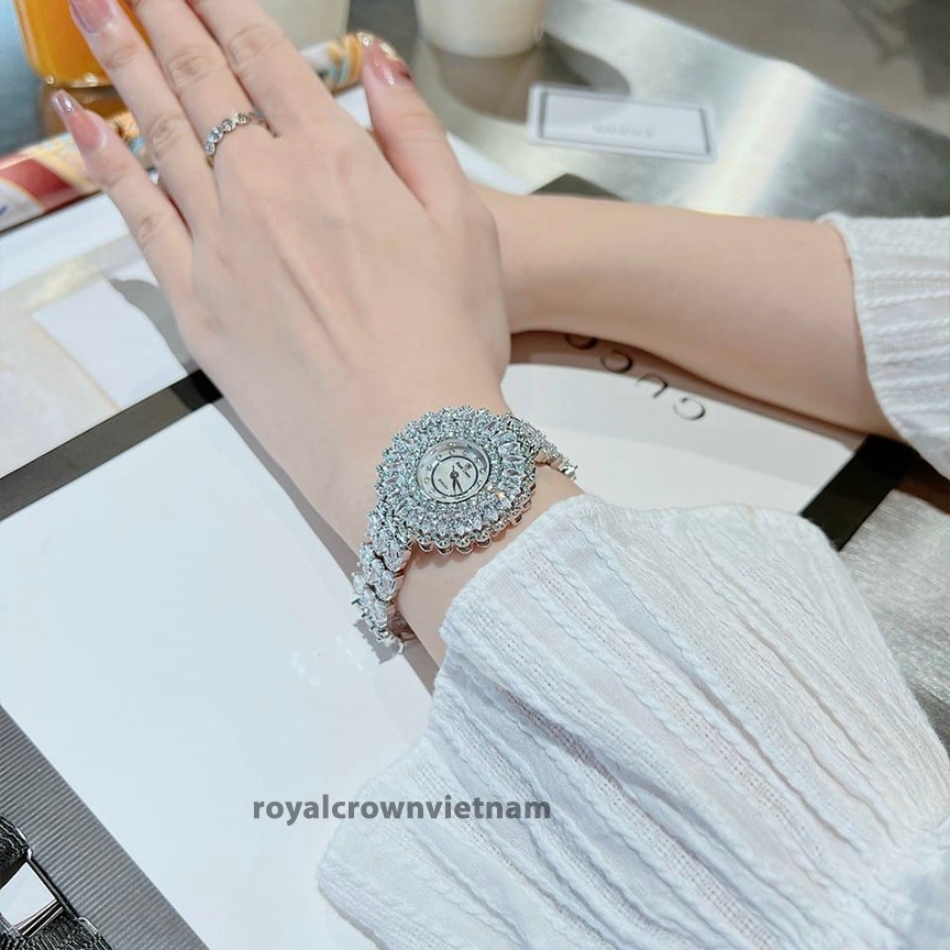 Đồng Hồ Nữ Đính Đá Chính Hãng Royal Crown 6804 Dây Kim Loại Chống Nước Chống Xước
