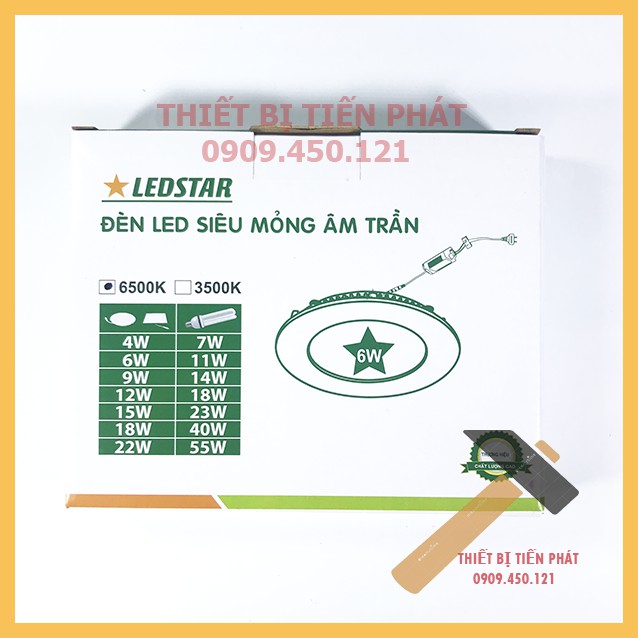 [GIÁ HỦY DIỆT] TRỌN BỘ ĐÈN LED ÂM TRẦN SIÊU MỎNG 20MM LEDSTAR 6W TRẮNG Ø120MM BẢO HÀNH 12 THÁNG