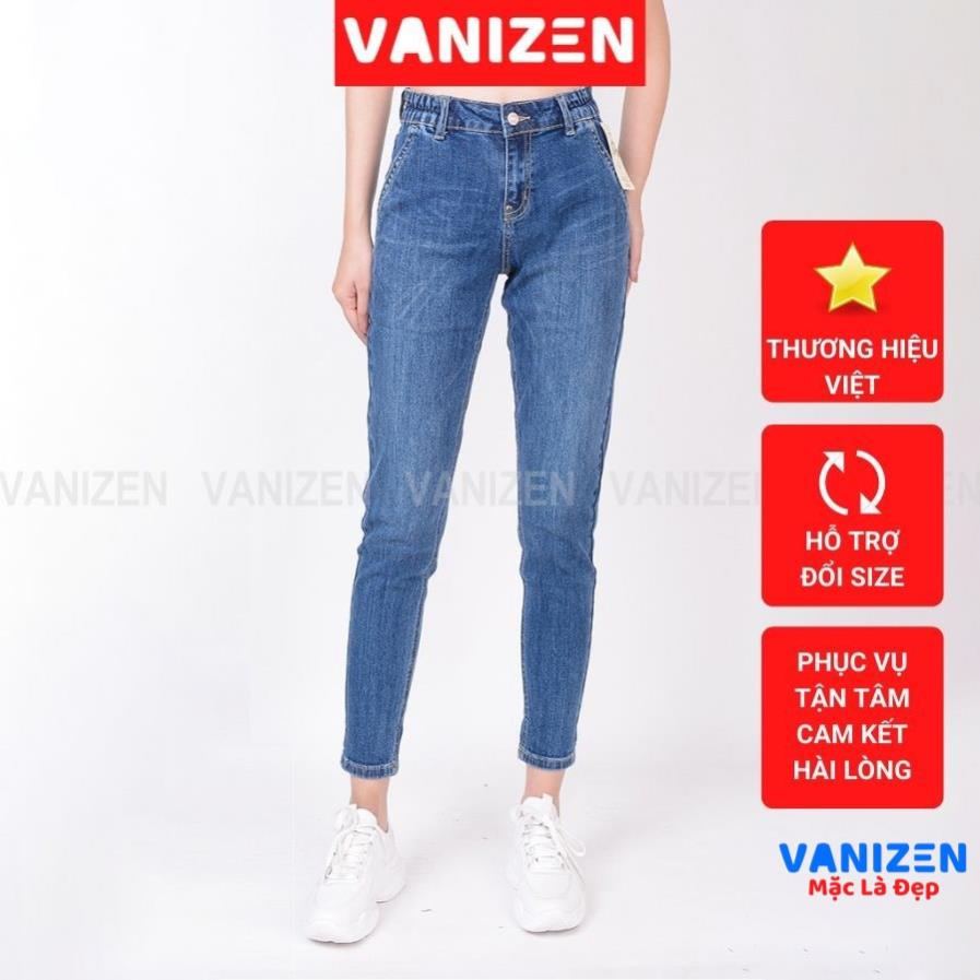 Quần jean nữ ống rộng baggy đẹp lưng cao cạp bán chun trơn hàng hiệu cao cấp mã 420 VANIZEN !