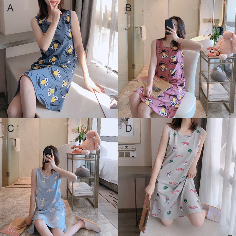 Đầm Ngủ Cổ Chữ U Đáng Yêu Cho Nữ