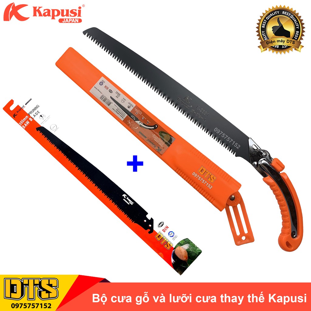 Bộ cưa gỗ cầm tay và lưỡi cưa thay thế thép Nhật KAPUSI 350mm - Có bao đựng cưa