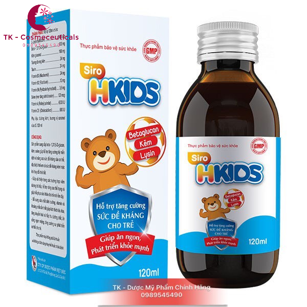 Siro Hkids Tăng Sức Đề Kháng, Bổ Sung Kẽm, Lysin, Betaglucan Giúp Trẻ Ăn Ngon, Tăng Cân, Khỏe Mạnh - 120ml