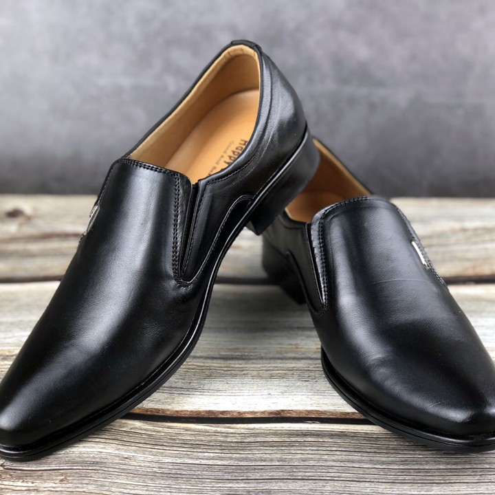 Giày tây nam da bò thật Happyshoes HS72 kiểu giày công sở chuẩn giay da Việt xuất xịn mẫu da trơn