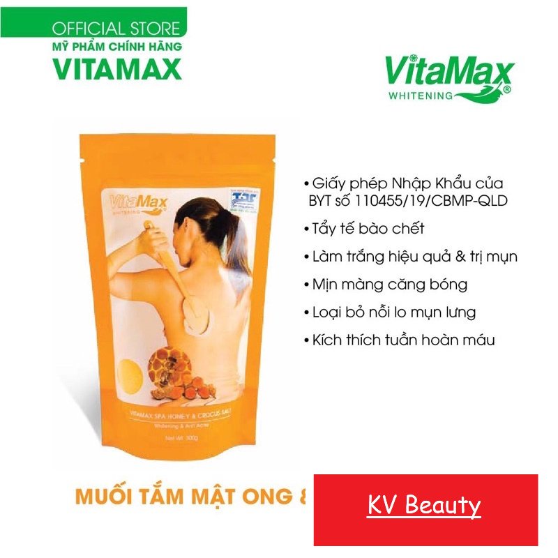 [CHÍNH HÃNG] MUỐI TẮM KHOÁNG MẬT ONG &amp; NGHỆ VITAMAX (Làm trắng và trị mụn)- Thái Lan