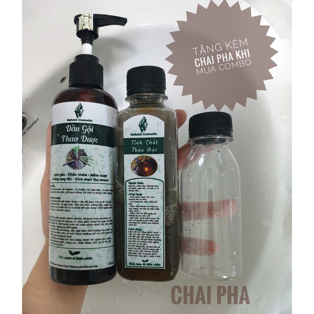 [COMBO LỚN] Dầu gội thảo dược 500ml + Tinh chất thảo mộc giúp ngăn rụng, kích thích mọc tóc, giảm gàu nấm n