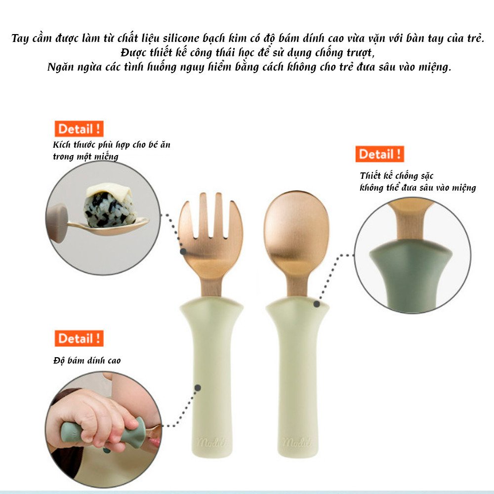 Set thìa dĩa HOÀNG GIA Bluemama Bangjja-Yugi Spoon &amp; Fork Set tặng kèm hộp đựng Bluemama Chính hãng Hàn Quốc