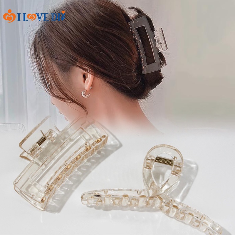 Kẹp Tóc Nhựa Trong Suốt Kiểu Dáng Hình Học Thời Trang