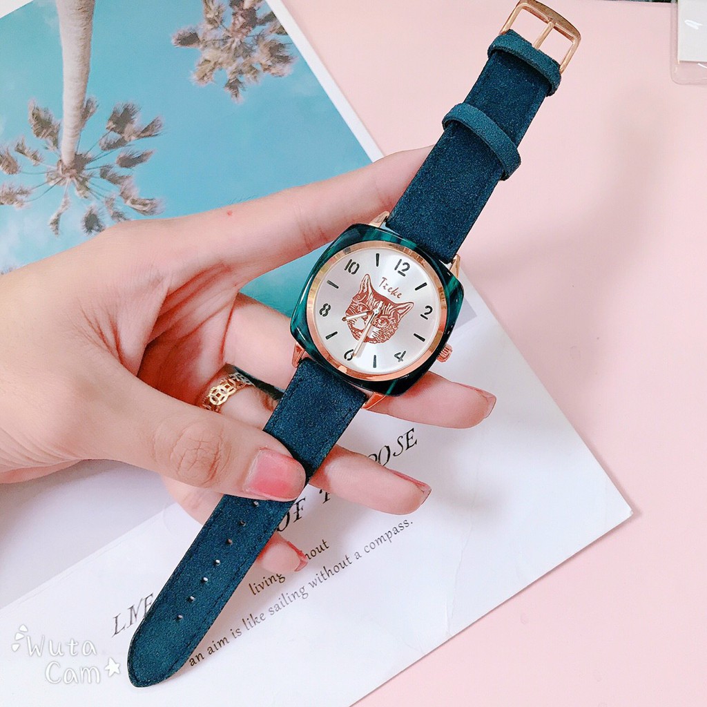 Đồng hồ nam Tieke in hình mèo, lên form chuẩn, nhiều màu sắc dễ dàng phối đồ | BigBuy360 - bigbuy360.vn