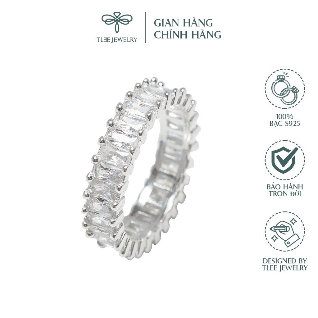 Nhẫn bạc TLEE nạm đá chữ nhật kết cao cấp TleeJewelry A0160