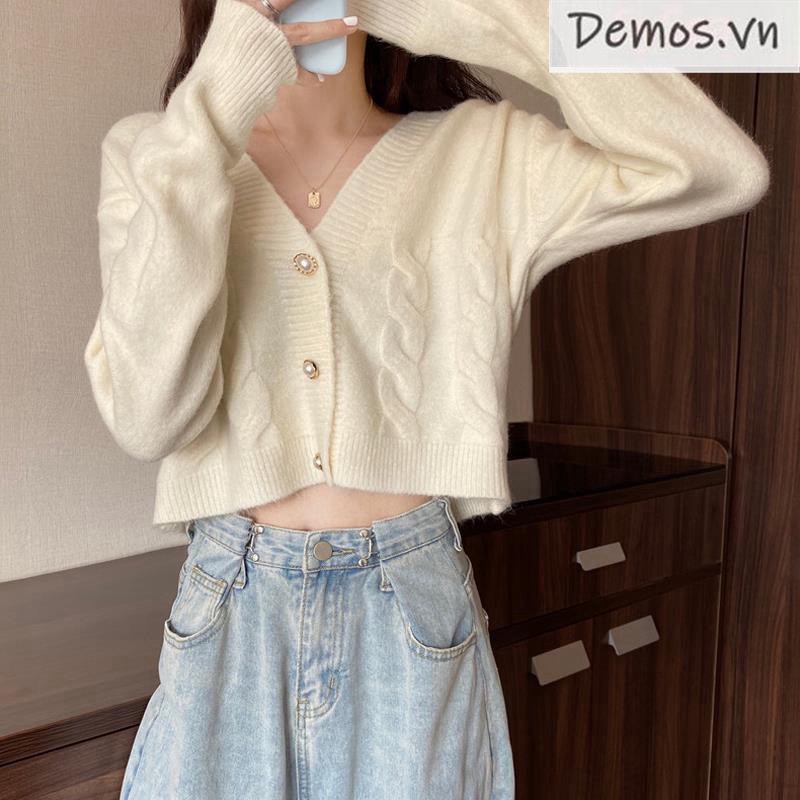 Áo Khoác Cardigan Dài Tay Cổ Chữ V Xinh Xắn Cho Nữ