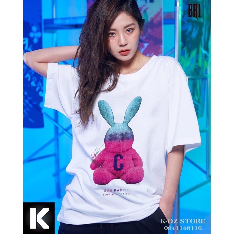 Áo phông nam nữ, áo thun nam nữ tay lỡ form rộng in hình thỏ C hai màu đen trắng siêu sang chất cotton mềm mịn | BigBuy360 - bigbuy360.vn
