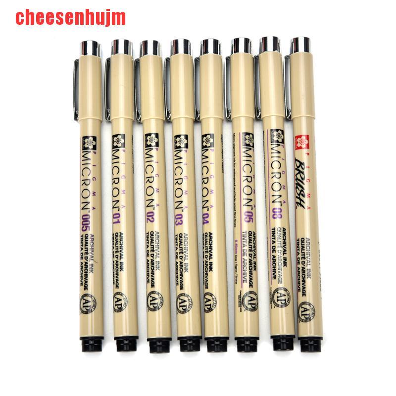 [cheesenhujm]8PCS Sakura Pigma Micron Fine Line Pen Art Supplies 005 01 02 03 04 05 08 BRUSH