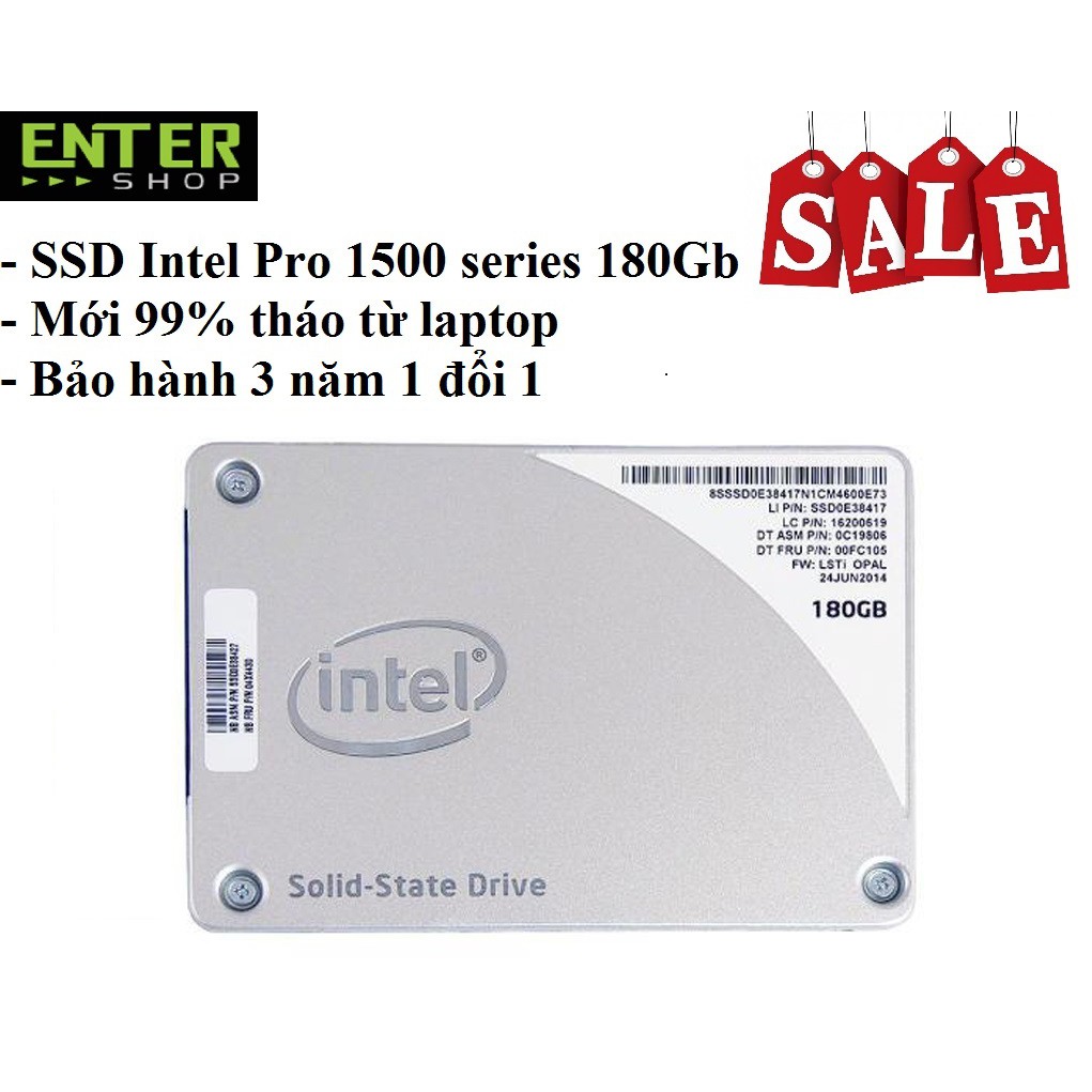 Ổ cứng SSD180Gb Intel Pro 1500 Series tháo máy hàng chuẩn