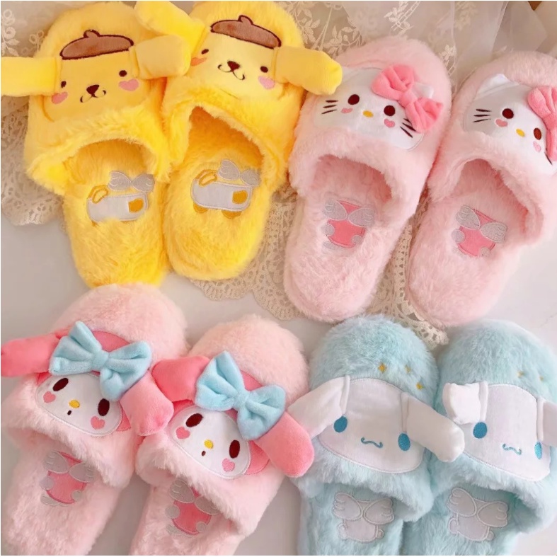 Dép bông đi trong nhà XIAODUOJIAJU chống trượt hình Hello Kitty xinh xắn thời trang 365