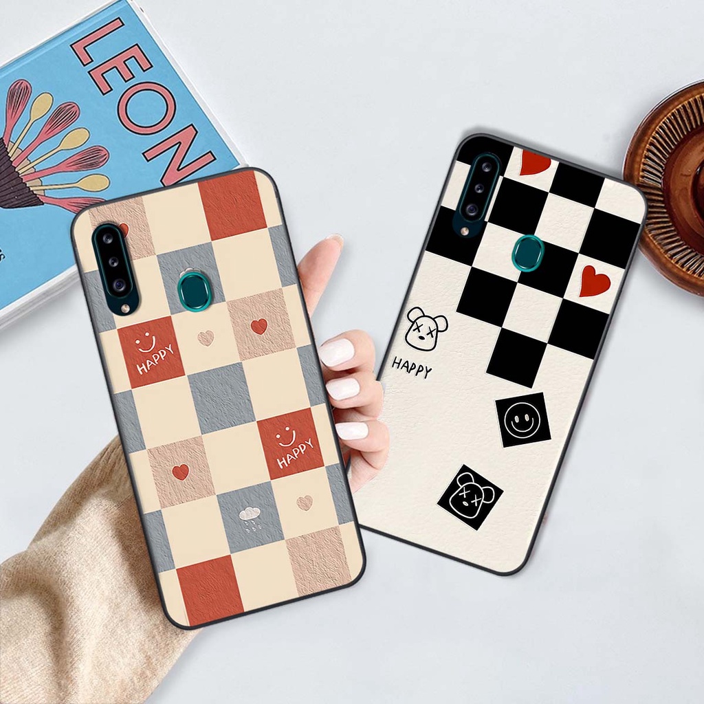 Ốp Samsung A20s caro trái tim cá tính, thời trang siêu đẹp, siêu phong cách