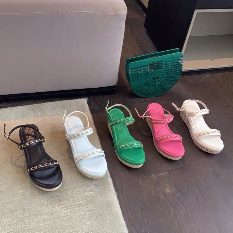 Giày Sandal Đế Cao Xuồng Viền Xích Sang Trọng Fullbox Hàng Quảng Châu Cao Cấp Loại 1
