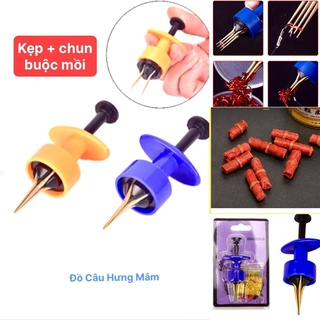 Kẹp + chun buộc mồi câu cá, chun buộc hạt xả