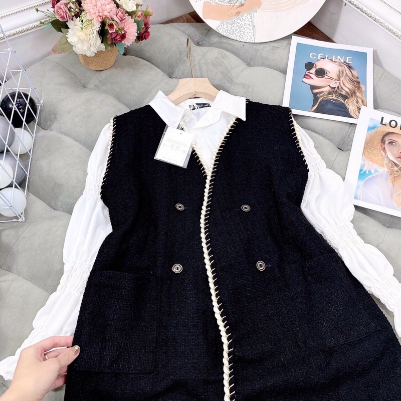 SET ÁO GHI LÊ ÁO SƠ MI TAY NHÚN