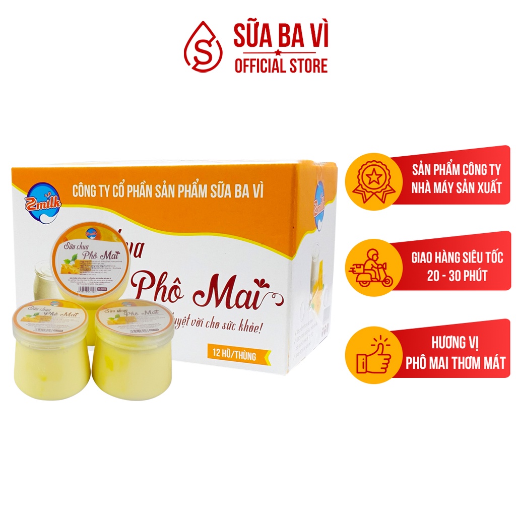 Sữa Chua Phô Mai Ba Vì - Zmilk - Hộp 12 Hũ