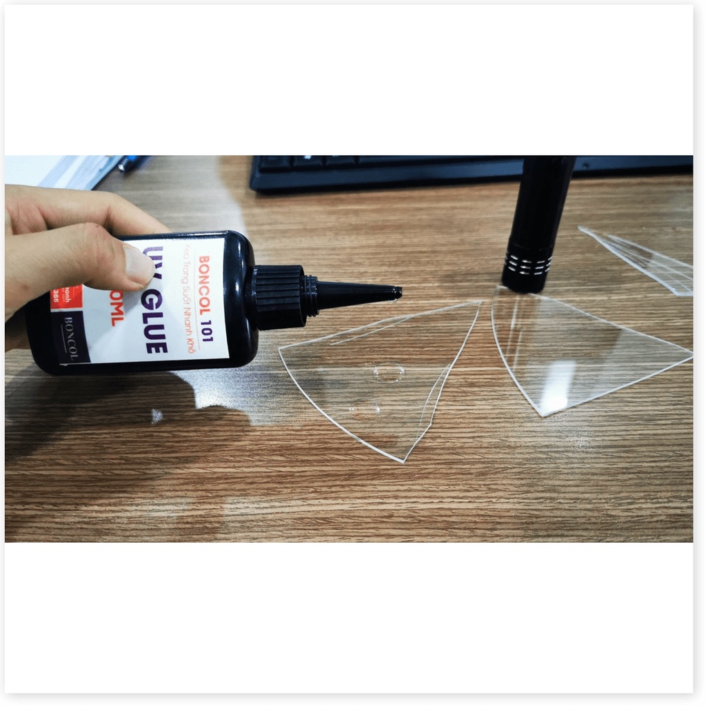 Keo Uv Trong Suốt Dán Kính, Dán Mica Inox Boncol 101 Tặng Đèn UV 50ml .Uy Tín - Chất Lượng - Giá Hủy Diệt