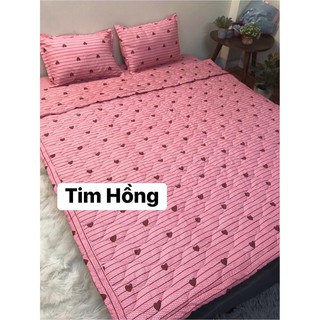 (TÀI TRỢ) Bộ ga gối poly 1m6 hình thỏ trắng nơ đỏ