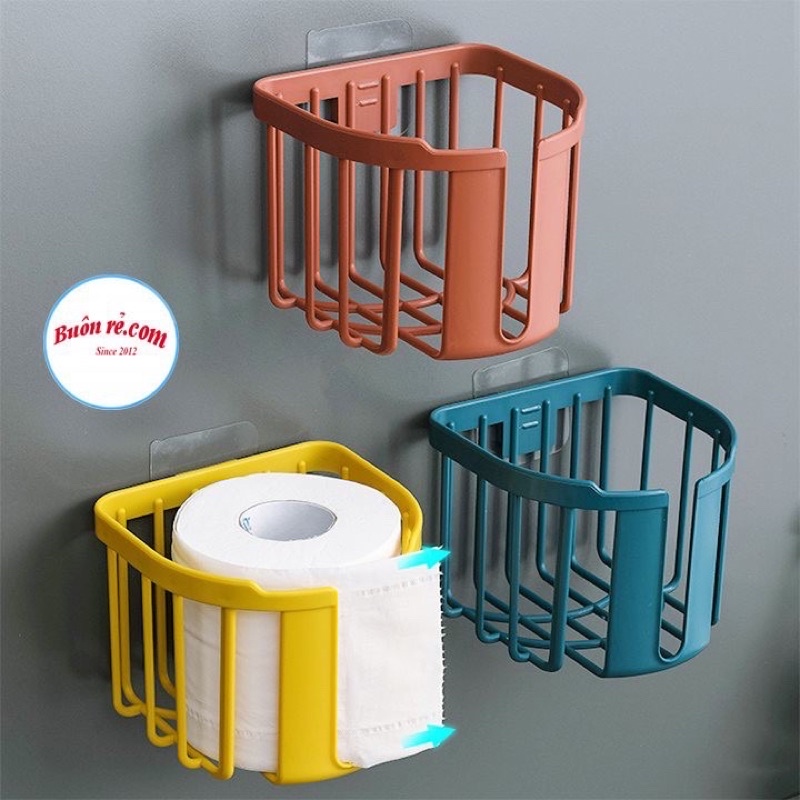 Giỏ đựng giấy vệ sinh dán tường tiện ích Việt Nhật, Khay kệ đựng đồ đa năng nhà tắm, nhà bếp (MS: 3380)