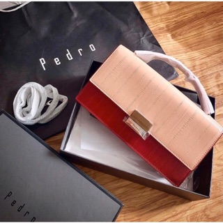 [AUTH-CÓ BIL] VÍ ĐEO CHÉO PEDRO. 2 MÀU ĐỎ HỒNG CHÍNH HÃNG