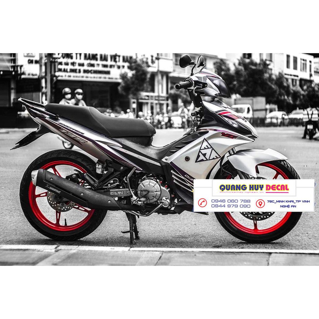 Tem trùm exciter 135 trắng đen lập thể, độ team decal xe ex dán đời 2011-2014