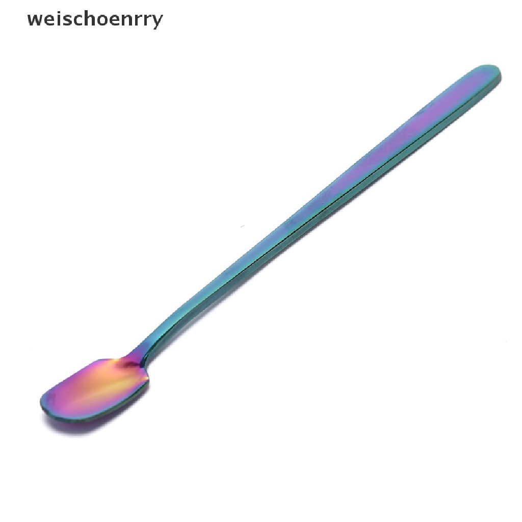 1 muỗng cà phê đầu vuông cán dài bằng thép không gỉ nhiều màu sắc