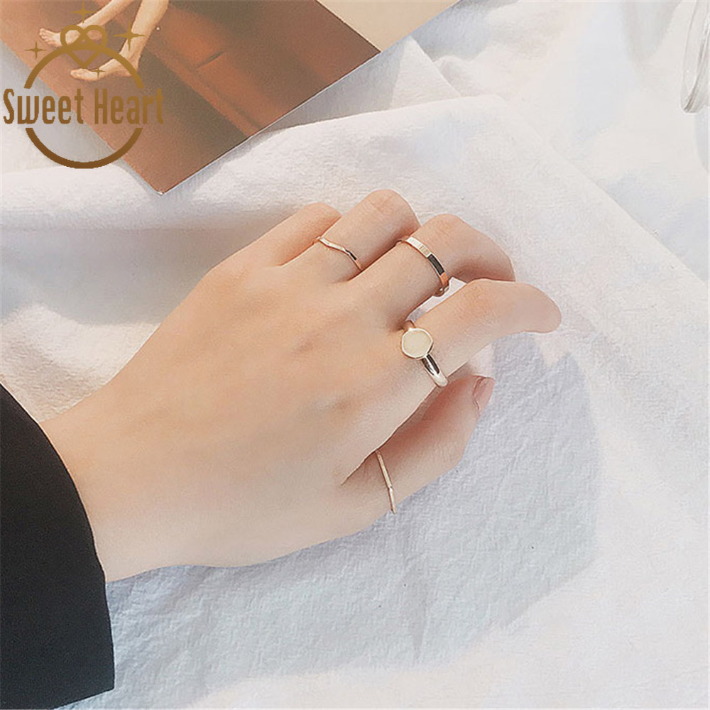 Set 5 Nhẫn Đeo Tay Kim Loại Thời Trang Cho Nữ