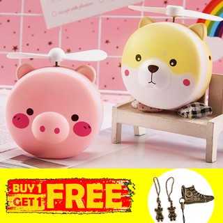 Quạt usb mini hình thú kèm gương và đèn led - Muasamhot1208