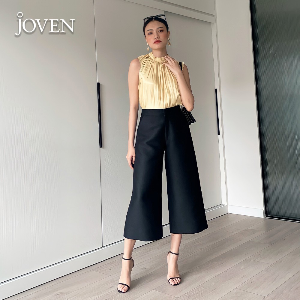[Mã BMBAU50 giảm 50K đơn 150K] JOVEN - Áo cổ thun organza óng ánh Vàng/Hồng