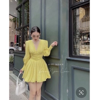 510 đầm vàng tiểu thư sang trọng