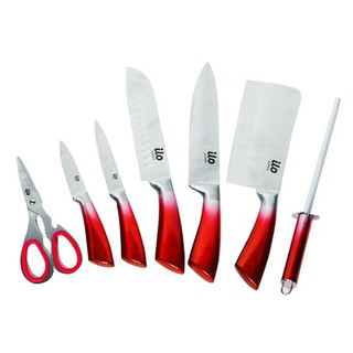 Bộ Dao iLo - Korea 8 món(màu đỏ)