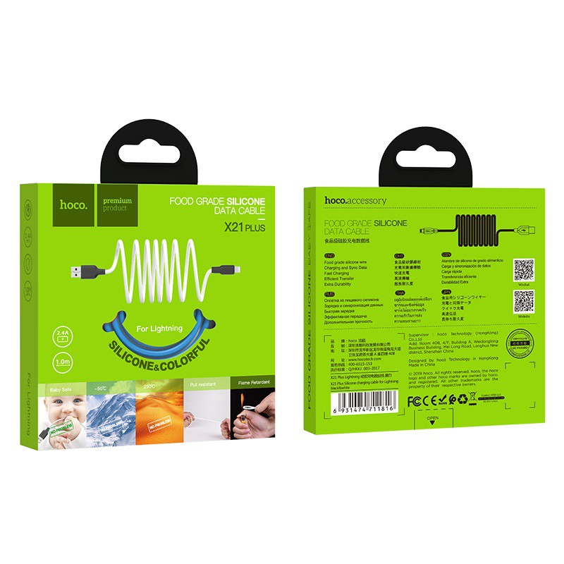 Cáp Sạc Hoco X21 Plus/Micro/Type-C Dây Silicon Siêu Dẻo Dài 1M/2M
