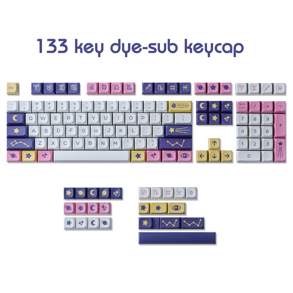 GMK Astrology Keycaps 133 Phím PBT Dye-Thăng hoa Keycaps XDA Hồ sơ Nhật Bản Keycaps cho Cherry Gateron MX Công tắc Bàn phím cơ học