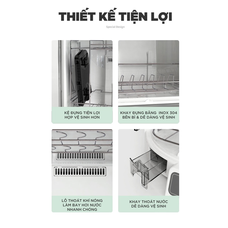 Máy Sấy Chén Bát, Máy sấy Bát Đĩa Dhome DH - 966 - Khử Trùng Bát Đĩa Bằng Tia UV- Dung Tích 56l - Hàng Chính Hãng