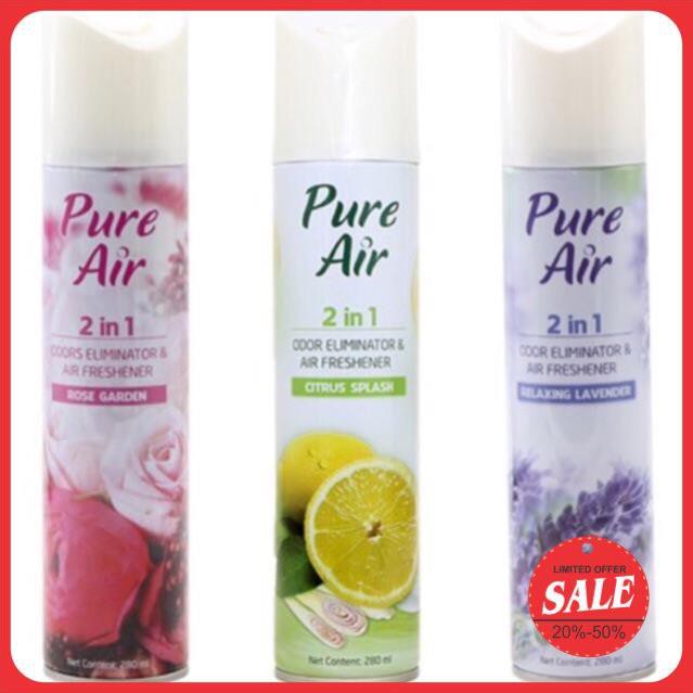 Xịt phòng pure air hương chanh xả/lavender/hoa lài/hoa hồng thơm phòng diệt muỗi 280ml