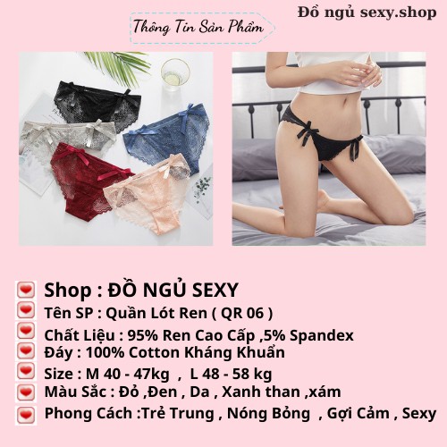 Quần lót ren , quần lót nữ LUSKA ren phối nơ QR06 ( INBOX SHOP ĐỂ CHỌN MÀU )