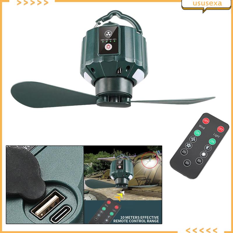 Quạt Cắm Trại Gấp Được Có Đèn LED Và Móc Treo