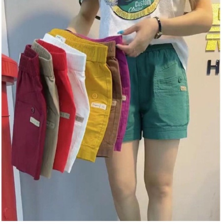 Quần đùi nữ short nữ kaki chất KAKI cạp chun phong cách hàn quốc
