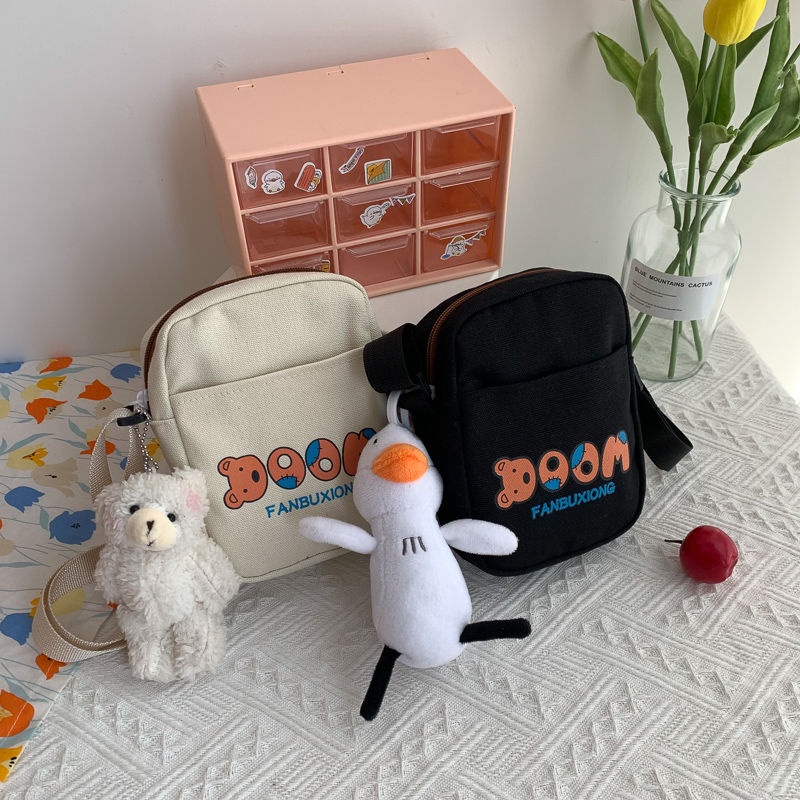 Túi Đeo Vai Mini Vải Canvas Đựng Điện Thoại Tiện Dụng Cho Nữ