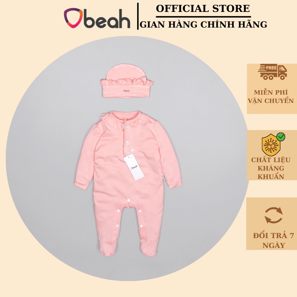 bodysuit cho bé gái Obeah bé gái màu trắng Chất liệu cotton organic size Newborn đến 66 cho bé yêu từ 3-8.5kg