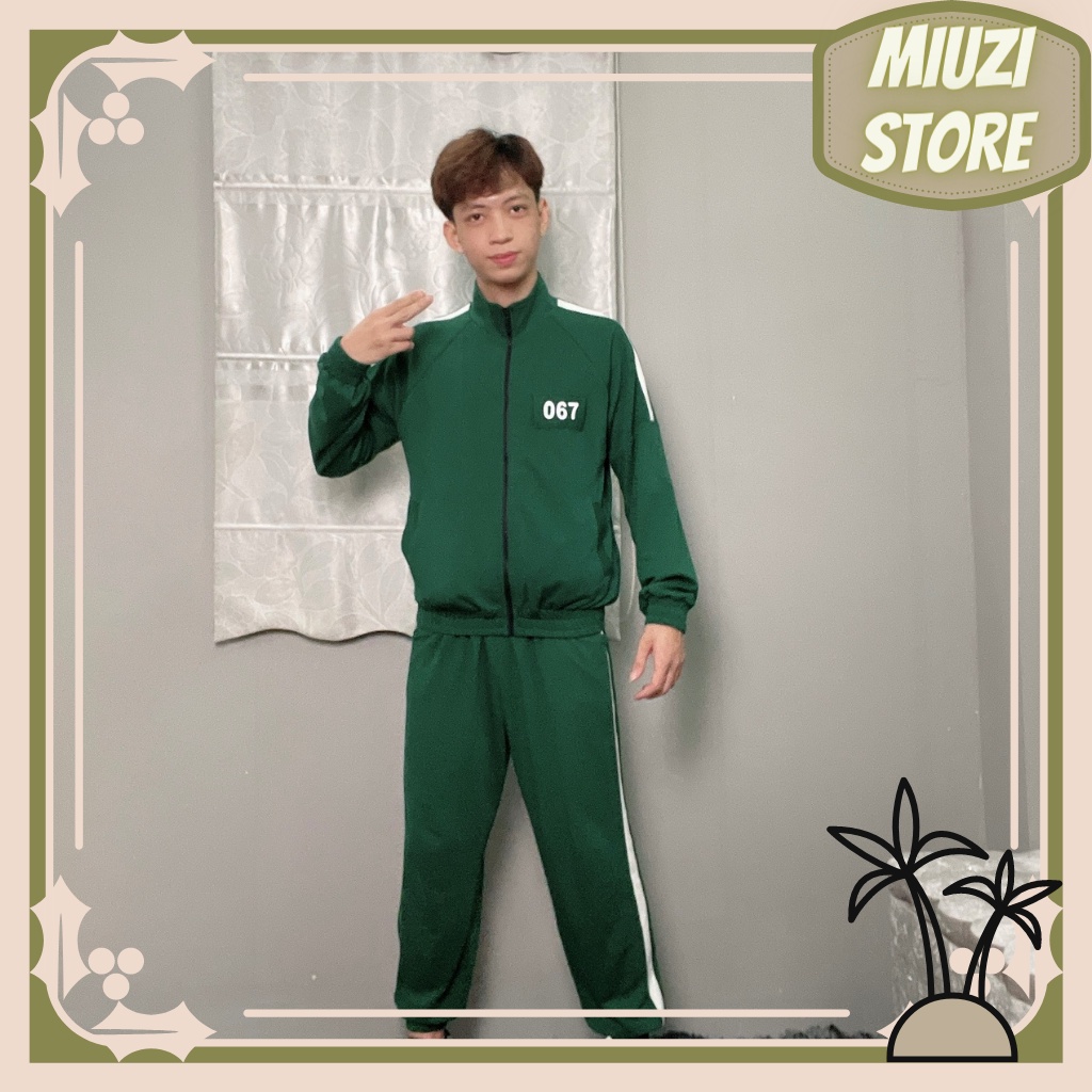 [Ảnh thật] Squid game bộ nỉ hót trend,bộ quần áo đèn xanh đèn đỏ Miuzi DT030