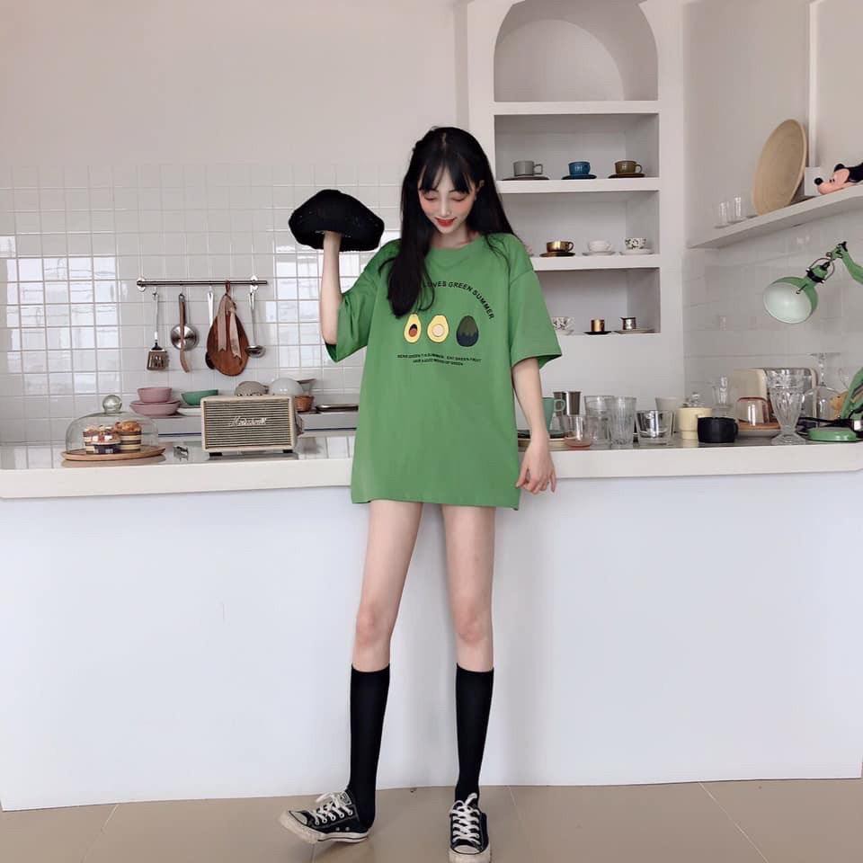 [Có video]  Áo phông form rộng tay lỡ unisex - in hình quả bơ cực cute- Sỉ số lượng lớn