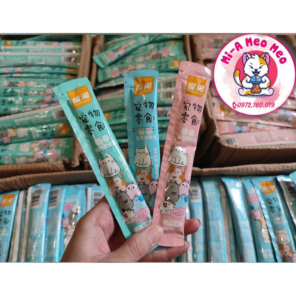 Combo 100 thanh súp thưởng cho mèo shizuka 15gr(1500/1thanh)