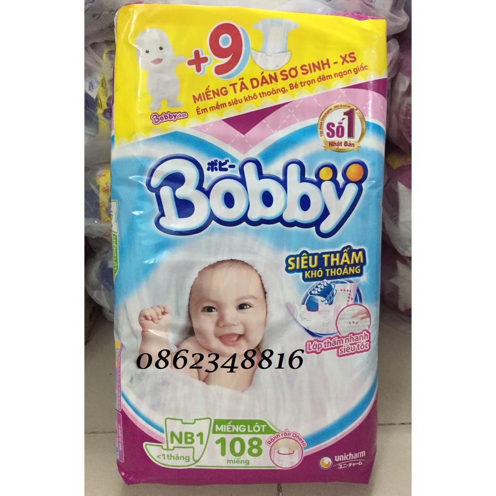 Miếng lót Bobby Newborn 1-108 miếng [tặng 9 miếng XS]